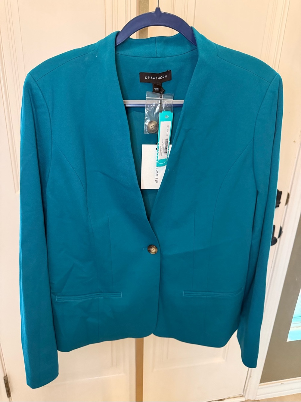 41 Hawthorn Teal One-Button Notchless Blazer